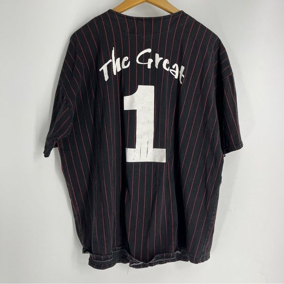 The Rock Baseball Jersey Mens‎ Large Black Red Vintage Stripe The Great 1 Sporty - Picture 4 of 5
